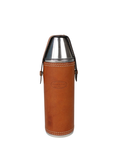 F.HAMMANN | Leather covered Hunting Flask with Cups | Tan