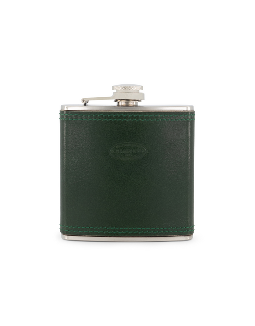 F.Hammann | Leather Covered Captive Top Flask 150ml | Dark Green