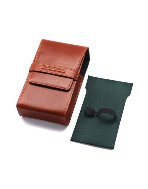 Truefitt & Hill Razor & Brush Set Leather Travel Holder Tan