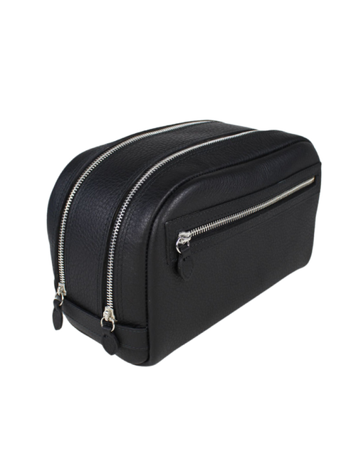 F.Hammann | Leather Large Toiletry Bag | Black