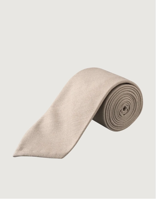 ETON | Solid Wool Flannel Tie | Biege