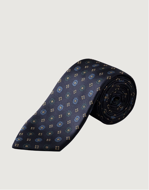 ETON | Geometric Woven Silk Tie | Navy