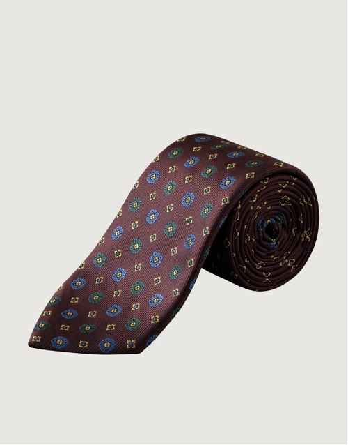 ETON | Geometric Woven Silk Tie | Dark Red
