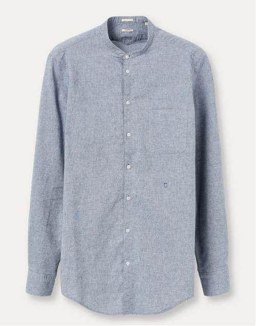 MASSIMO ALBA | Noto Grandad Collar Shirt | Avio