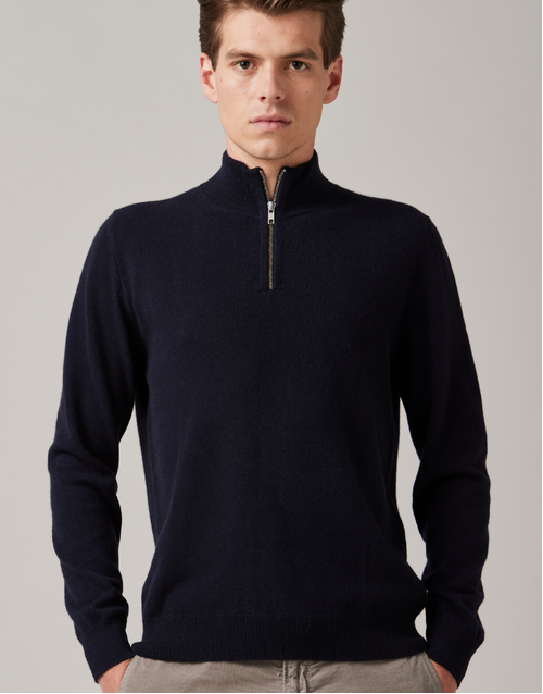 ROBINSON MAN | JCK Half-Zip Cashmere Sweater | Navy