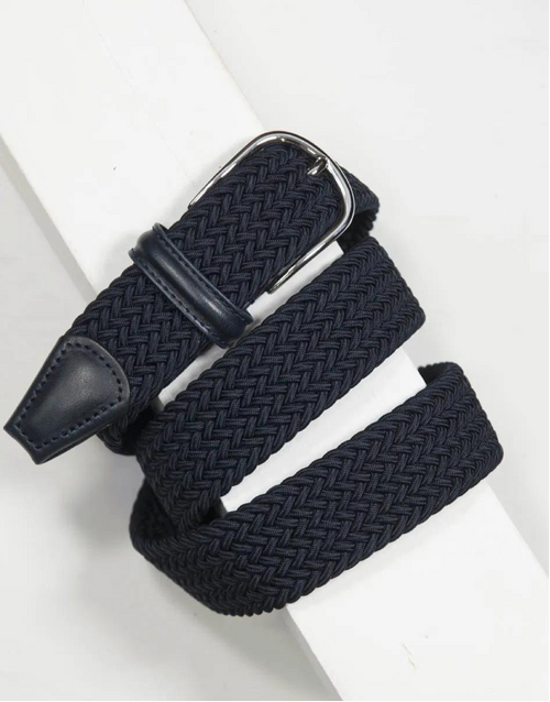 ANDERSON'S | Elastic Woven Belt | Navy