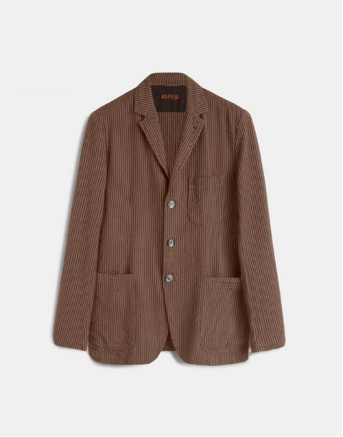 ASPESI | Seersucker Blazer | Navy Brown