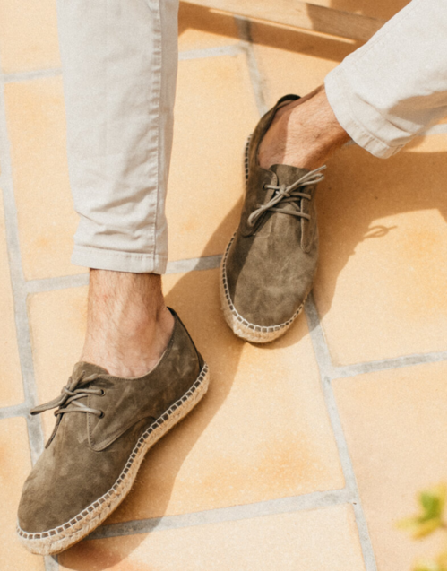 MESTRE | Men's Espadrille Leather Shoe | Khaki