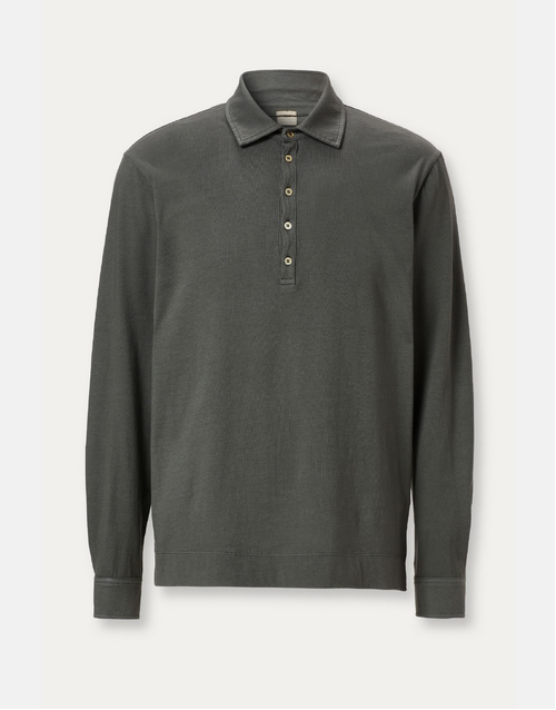 MASSIMO ALBA | Ischia Long Sleeve Polo Shirt | Grey