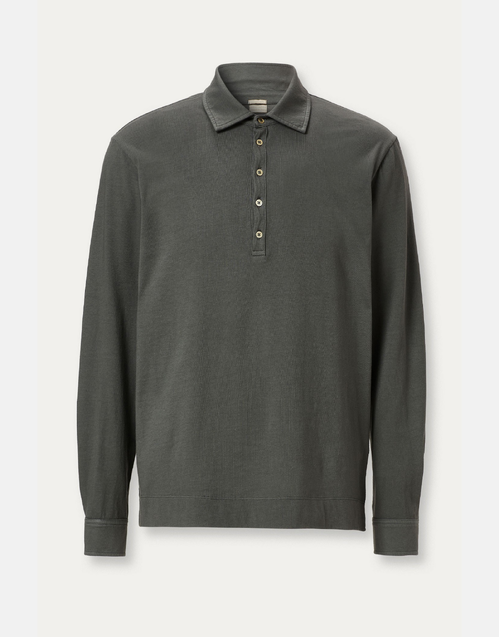 MASSIMO ALBA | Ischia Long Sleeve Polo Shirt | Grey