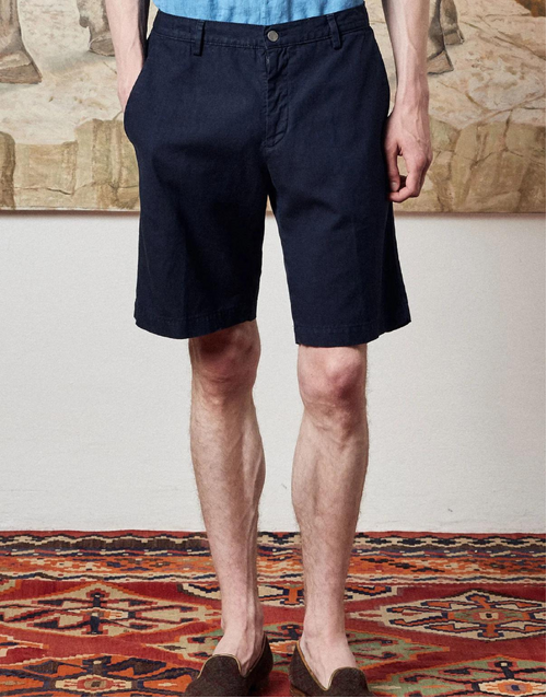 MASSIMO ALBA | Vela Cotton Linen Shorts T2159 | Blue