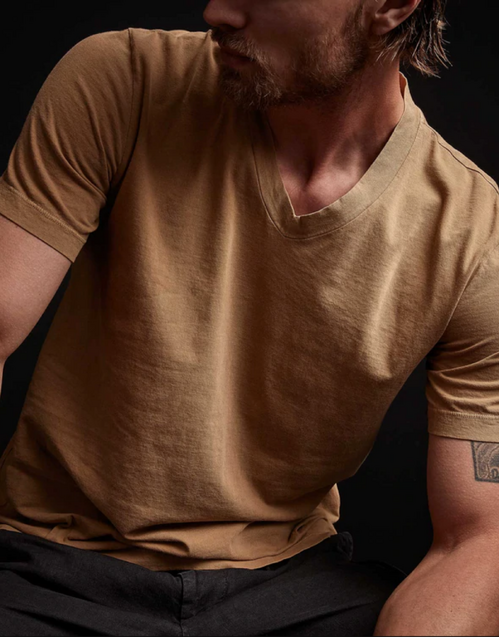 JAMES PERSE | V-Neck  Cotton T-shirt | Bronze