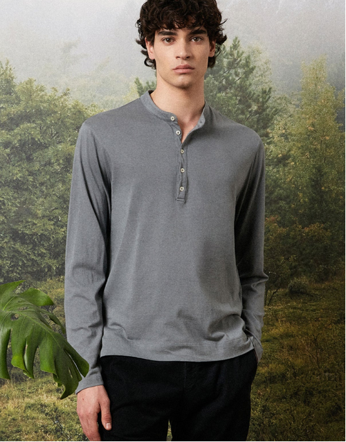 MASSIMO ALBA | Hawai Henley T-Shirt | Grey
