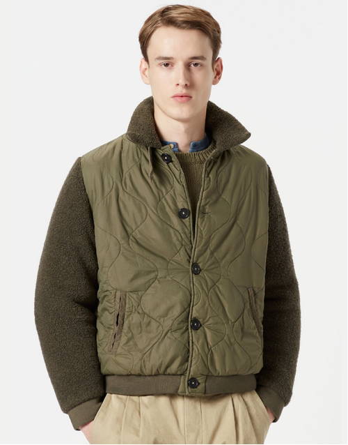 MASSIMO ALBA | Allen Nylon Teddy Bomber Jacket T2198 | Military