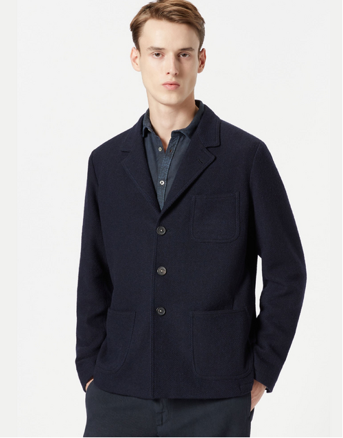 MASSIMO ALBA | Baglietto Herringbone Tweed Jacket | Navy