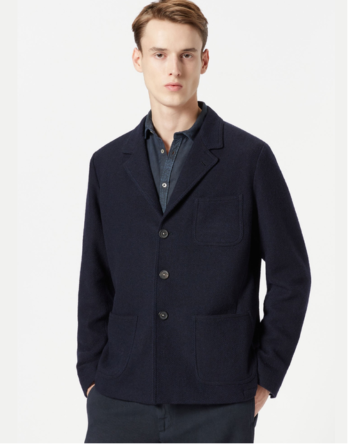 MASSIMO ALBA | Baglietto Herringbone Tweed Jacket | Navy