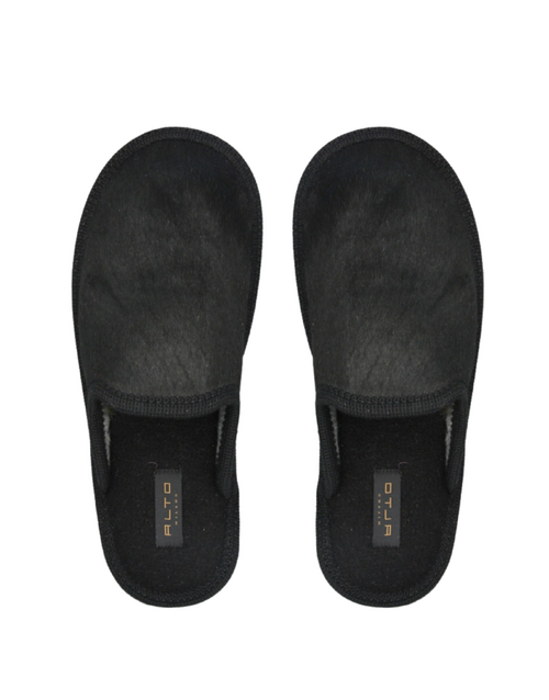 ALTO MILANO | Furia Hair on Hide Slippers | Black