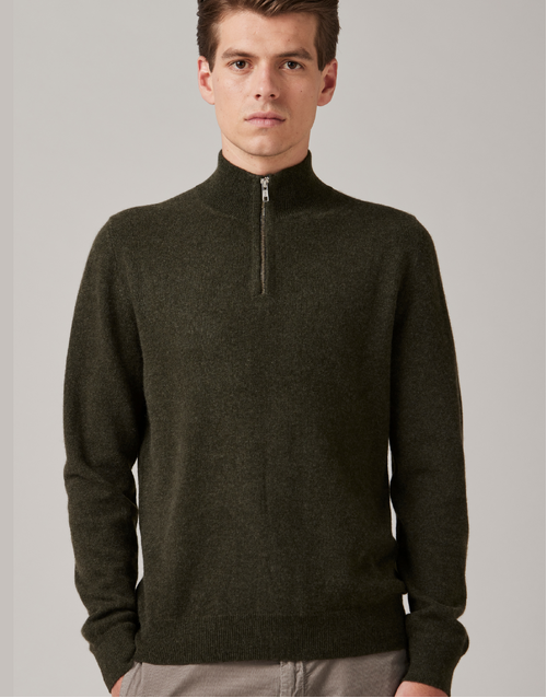 ROBINSON MAN | JCK Half-Zip Cashmere Sweater | Army