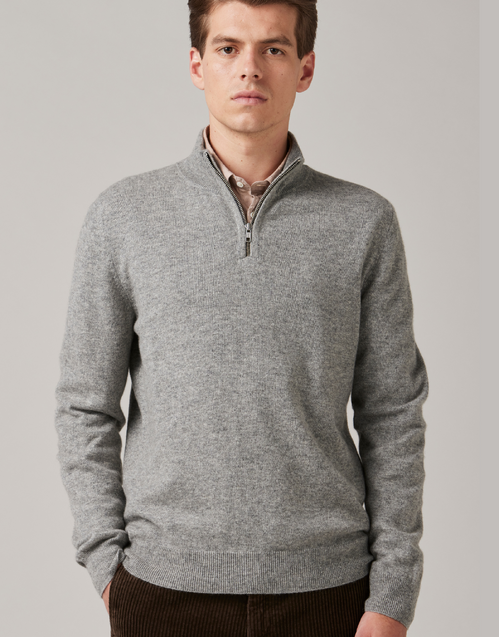 ROBINSON MAN | JCK Half-Zip Cashmere Sweater | Mid-Grey