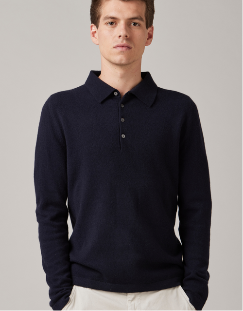 ROBINSON MAN | Endeavour Cashmere Polo Sweater | Navy