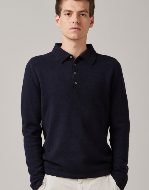 ROBINSON MAN | Endeavour Cashmere Polo Sweater | Navy