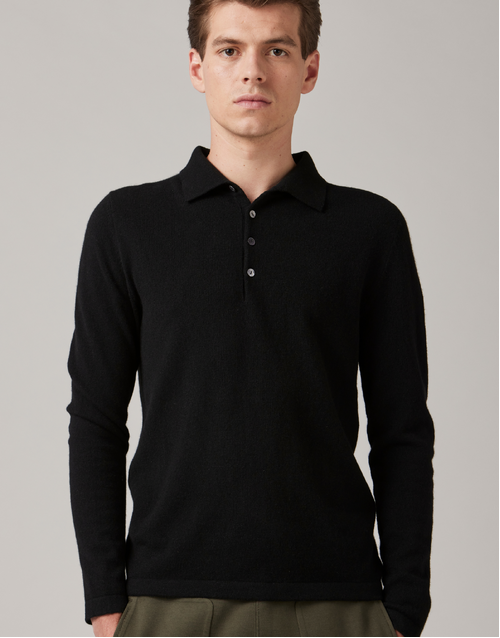 ROBINSON MAN | Endeavour Cashmere Polo Sweater | Black