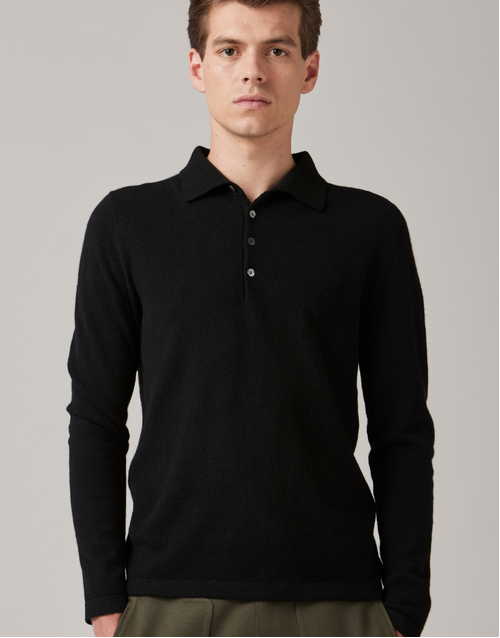ROBINSON MAN | Endeavour Cashmere Polo Sweater | Black
