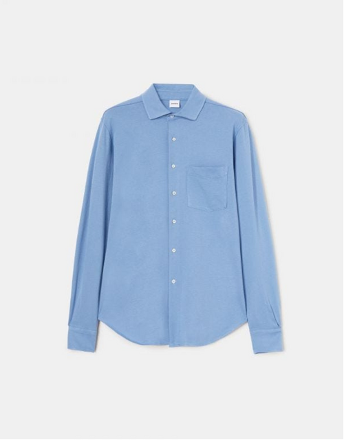 ASPESI | Garment Dyed Cotton Jersey Shirt | Sky Blue