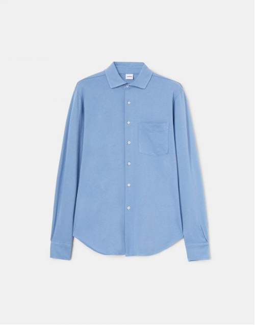 ASPESI | Garment Dyed Cotton Jersey Shirt | Sky Blue