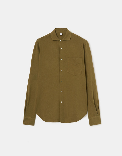 ASPESI | Cotton Long Sleeve Polo Shirt | Green                                       