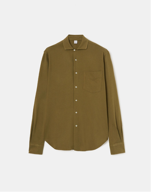 ASPESI | Cotton Long Sleeve Polo Shirt | Green                                       