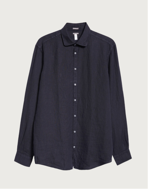 MASSIMO ALBA | Canary Linen Shirt | Navy Blue