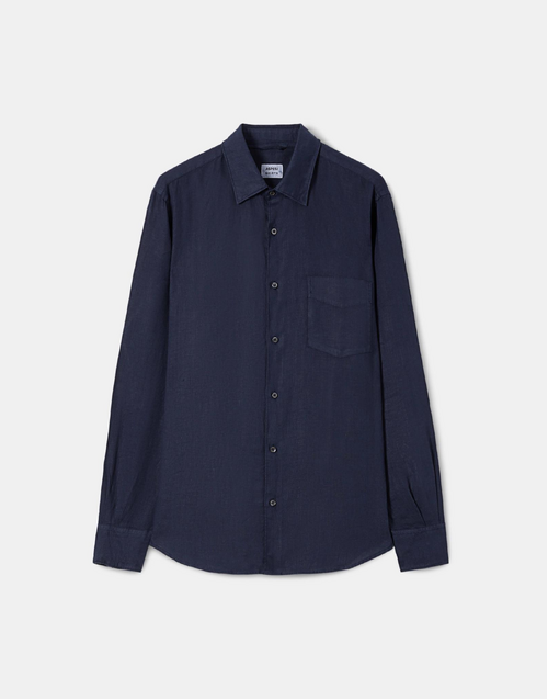 ASPESI | Lightweight Linen Shirt With Pocket | Blue