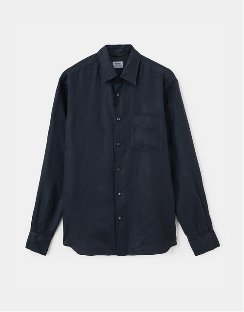 ASPESI | Linen Shirt With Pocket | Navy