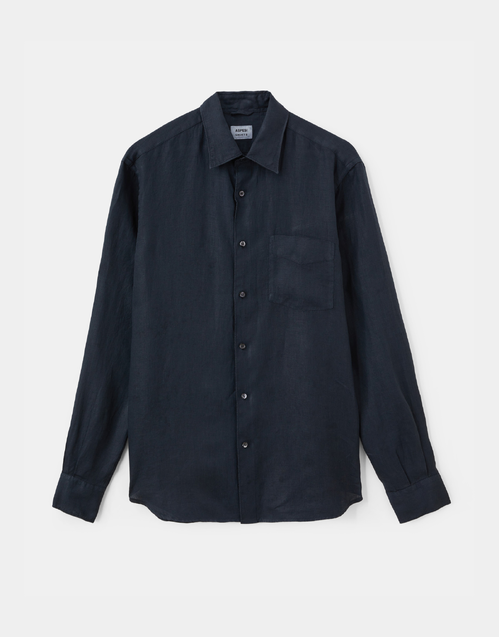 ASPESI | Linen Shirt With Pocket | Navy