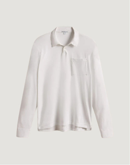 JAMES PERSE | Supima Cotton Long Sleeve Polo | White