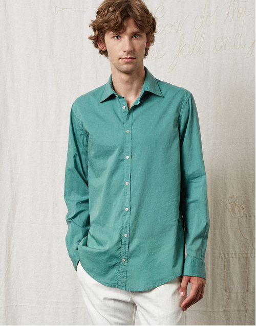 MASSIMO ALBA | Genova Cotton Voile Shirt | Green