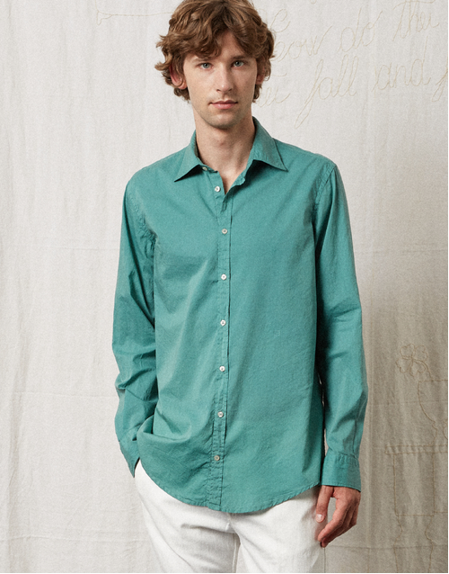 MASSIMO ALBA | Genova Cotton Voile Shirt T0278 | Deep Lake