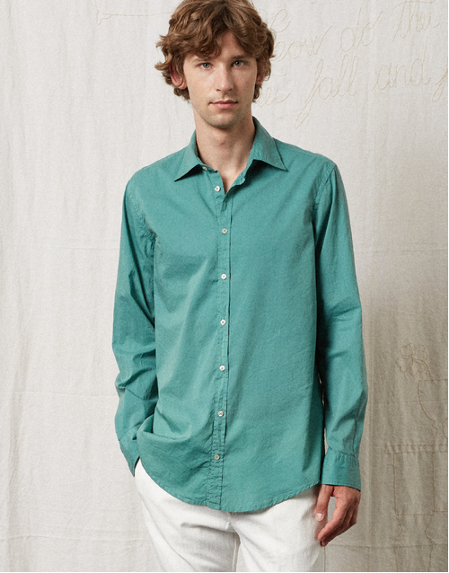 MASSIMO ALBA | Genova Cotton Voile Shirt | Green