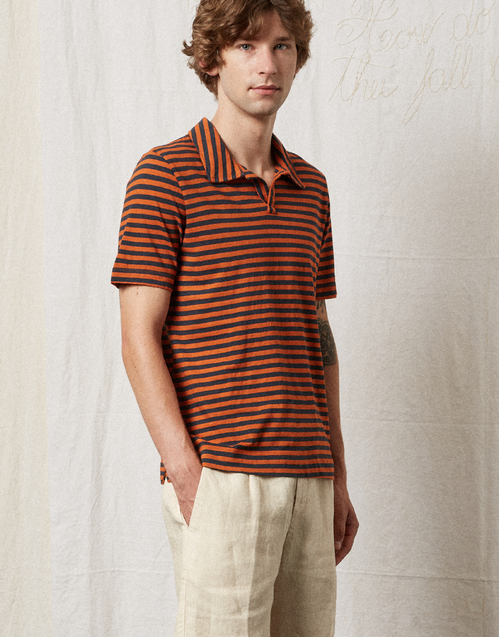 MASSIMO ALBA | Aruba Stripe Polo Shirt | Orange