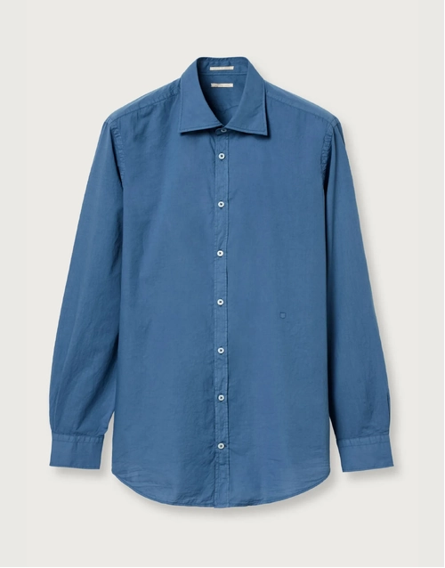 MASSIMO ALBA | Genova Cotton Voile Shirt | Oltremare