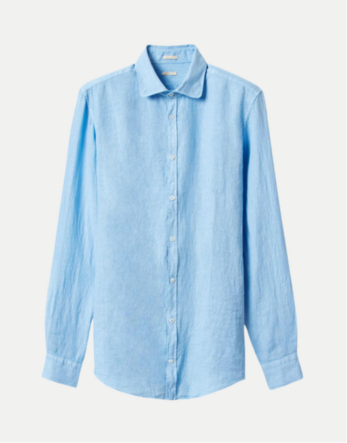 MASSIMO ALBA | Canary Linen Shirt T0033 | Sky