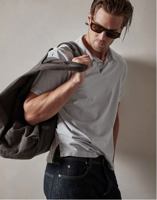 JAMES PERSE | Supima Cotton Jersey Polo | Baby Blue Pigment