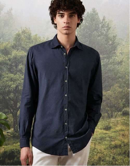 MASSIMO ALBA | Genova Classic Cotton Shirt T4359 | Nero Lavato