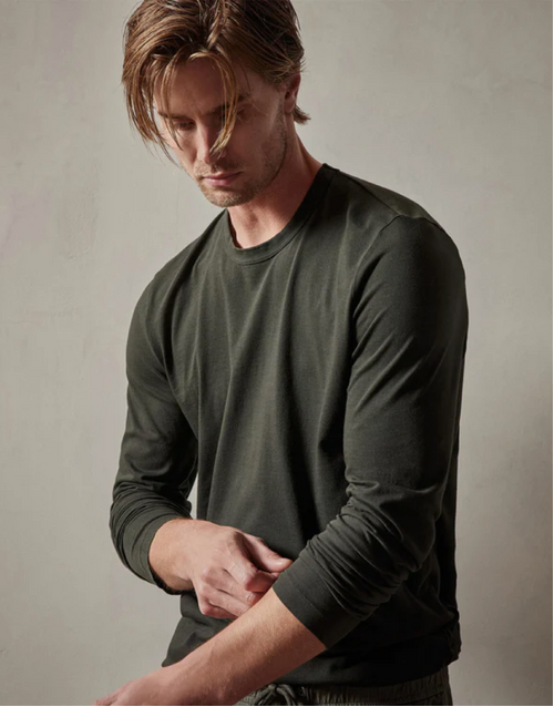JAMES PERSE | Long Sleeve Cotton T-shirt | Dark Olive