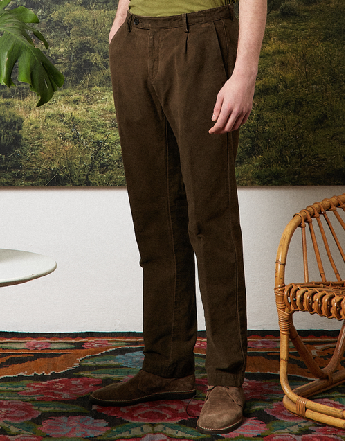 MASSIMO ALBA | Ionio2 Cotton Moleskin Trousers | Brown