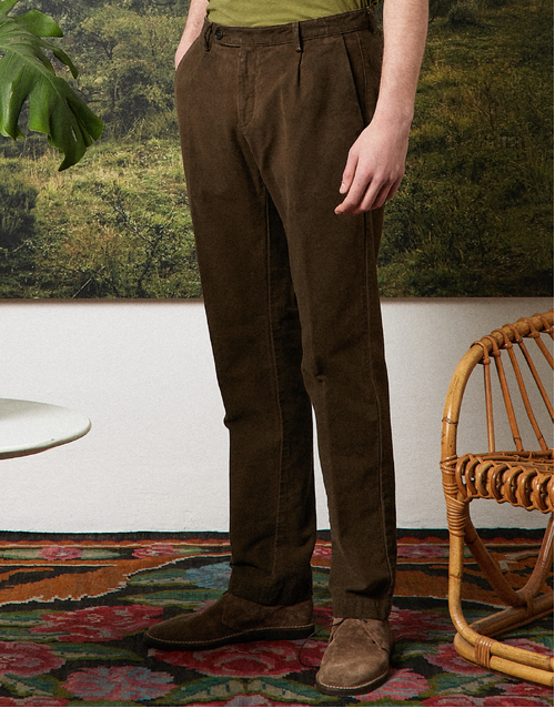 MASSIMO ALBA | Ionio2 Cotton Moleskin Trousers | Brown