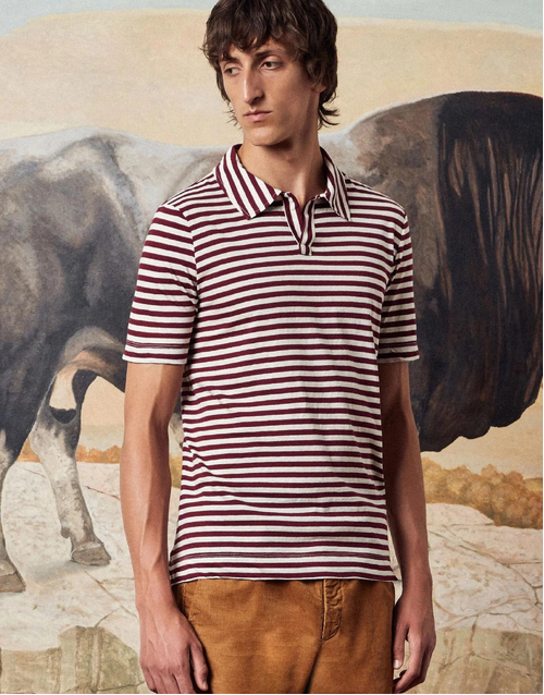 MASSIMO ALBA | Aruba Stripe Polo Shirt | Raspberry