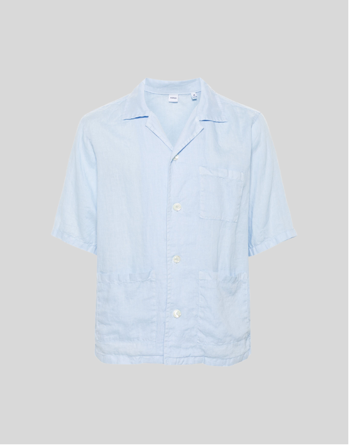 ASPESI | Ago Short Sleeve Linen Shirt | Sky Blue