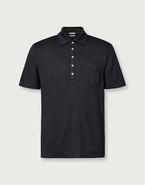 MASSIMO ALBA | Filicudi Linen Cotton Polo Shirt |Blue